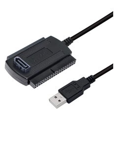 SYOSI محول USB إلى SATA IDE، كابل نقل محول محرك الأقراص الصلبة USB 2.0 IDE لكابل محول خارجي عالمي 2.5/3.5/5.25 بوصة DE وSATA (1.8 قدم/أسود)  - Image 1