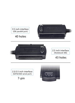 SYOSI محول USB إلى SATA IDE، كابل نقل محول محرك الأقراص الصلبة USB 2.0 IDE لكابل محول خارجي عالمي 2.5/3.5/5.25 بوصة DE وSATA (1.8 قدم/أسود)  - Image 4
