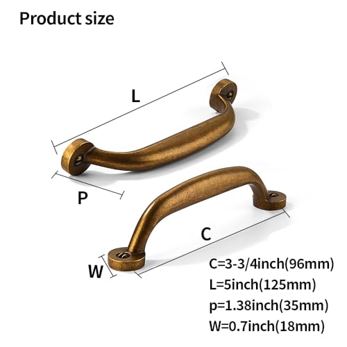 CABDM 10 Pack 334 inch Hole Center Antique Brass Vintage Aged Old Cabinet Pulls Heavy Duty Solid Drawer Hardware Kitchen Vanity Bathroom Handles - Image 3