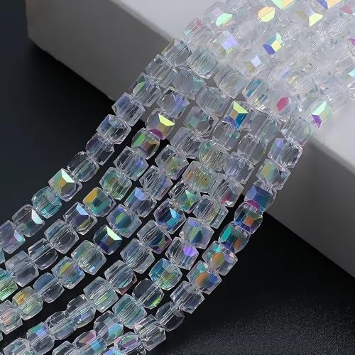 Dream Billions Clear AB 6mm Crystal Beads Cube Crystal Glass Sew on for Bracelet Necklace Jewelry Making DIY Craft Decoration 70pcs - Image 1