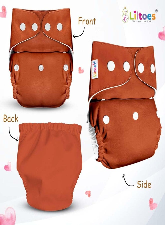 LILTOES Cloth Diapers For New Born Babies 0 to 3 Years | Freesize Adjustable and Reusable | Premium Cloth Nappies Pack of 1 (1 Cloth Diaper + 1 Insert) | (Chocolate Brown) - Image 2