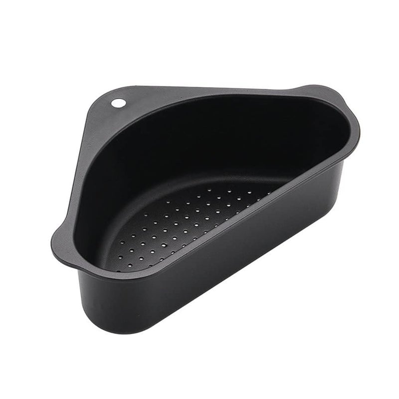 TECHNOWAYS SOLUTION Sink Basket Strainer, Triangular Multifunctional Drain Shelf Kitchen Sink Strainer Holder Multifunctional Box Organizer for Soap, Dishwashing, Sponge etc,Color Black - Image 1