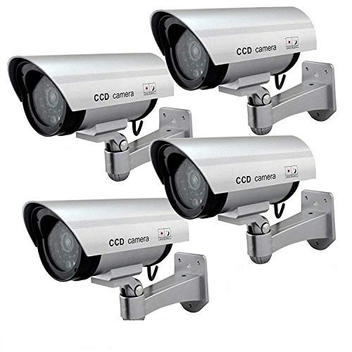 Drake (4 Pack) Fake Dummy Security CCTV Dome Camera with Realistic Look Recording Flashing Red LED Light Indoor and Outdoor Use, for Homes & Business - Image 1