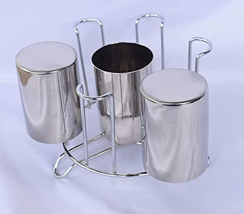 iSTAR Stainless Steel Glass And Spoon Tabletop Organizer/Glass Stand/Glass Holder For Kitchen Dining Table, Tiered Shelf, Medium - Image 2