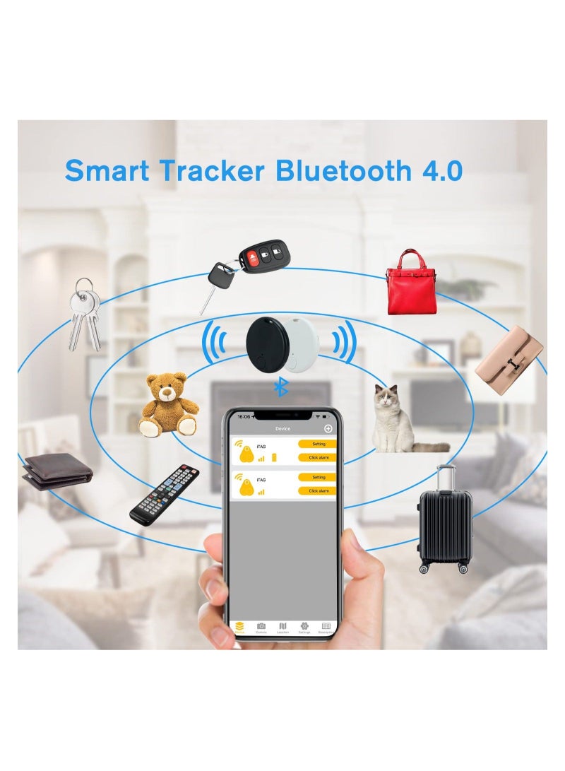 Captaintech 2 Pack Bluetooth Key Finder Locator, Mini Anti Lost Item Finder Tag Key Tracker Alarm For Pet, Key, Wallet, Luggage, Compatible With Ios And Android, Incl Silicone Protective Cases (White and Black) - Image 2