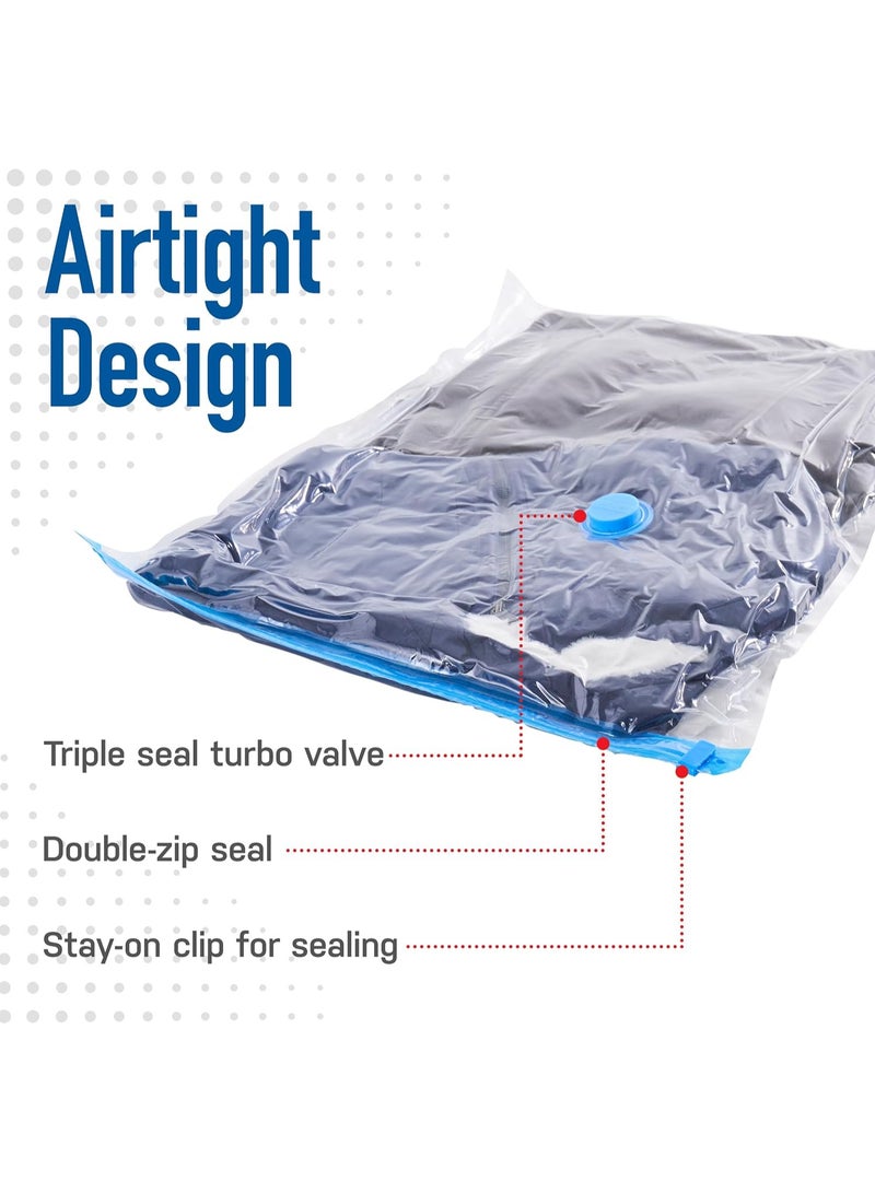 Space Saver Vacuum Storage Bags (Large 2 Pack) Save 80% on Clothes Storage Space - Vacuum Sealer Bags for Comforters, Blankets, Bedding, Clothing - Storage Space Bags - Pump for Travel - Image 2