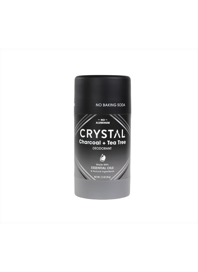 CRYSTAL ESSENCE Crystal Magnesium Solid Stick Natural Deodorant, Non-Irritating Aluminum Free Deodorant for Men or Women, Safely and Effectively Fights Odor, Baking Soda Free, Charcoal & Tea Tree, 2.5 oz  - Image 1