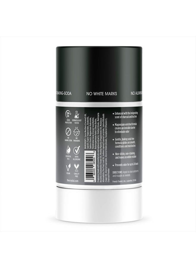 CRYSTAL ESSENCE Crystal Magnesium Solid Stick Natural Deodorant, Non-Irritating Aluminum Free Deodorant for Men or Women, Safely and Effectively Fights Odor, Baking Soda Free, Charcoal & Tea Tree, 2.5 oz  - Image 2
