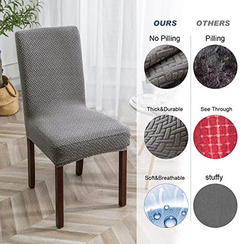 Genina Waterproof Chair Covers for Dining Room Set of 4 Kitchen Chair Covers Parson Dining Chair Slipcover,Gray - Image 3