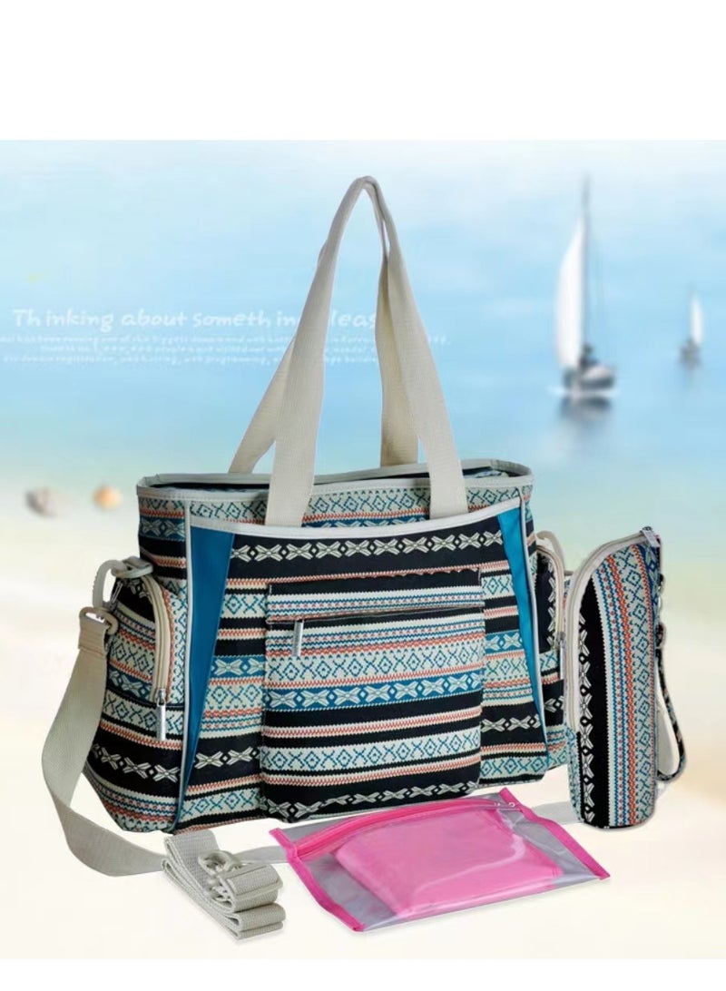 insular Cotton Canvas Multi Functional Mommy Bag Mommy Bag Multi Functional Large Capacity Crossbody Maternal And Child Outgoing Bag 