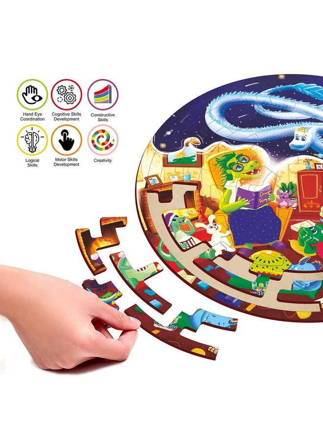Webby Fazzle Dragon Land Wooden Fantasy Puzzle for Boys & Girls Kids Toy with Display Stand, 50 Pcs - Image 3