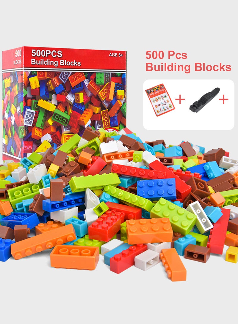 Athletiq طقم كتل بناء كلاسيكية مكونة من 500 قطعة، لعبة تكديس للأطفال، مجموعة تعليمية وتطوير دماغ الطفل، لعبة ما قبل المدرسة - Image 1