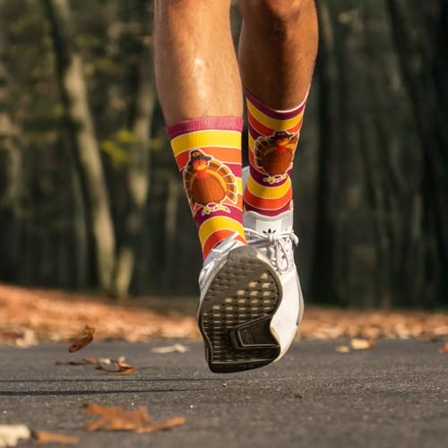 Gone For a Run Turkey Mid Calf Socks | Run Now Gobble Later Running Socks | Turkey Trot, Fun Running Socks | Small - Image 4