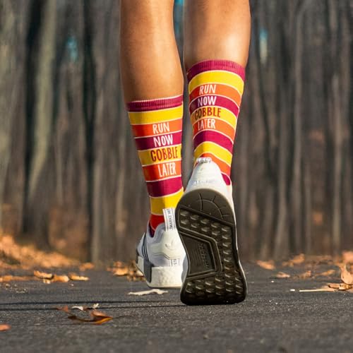 Gone For a Run Turkey Mid Calf Socks | Run Now Gobble Later Running Socks | Turkey Trot, Fun Running Socks | Small - Image 5