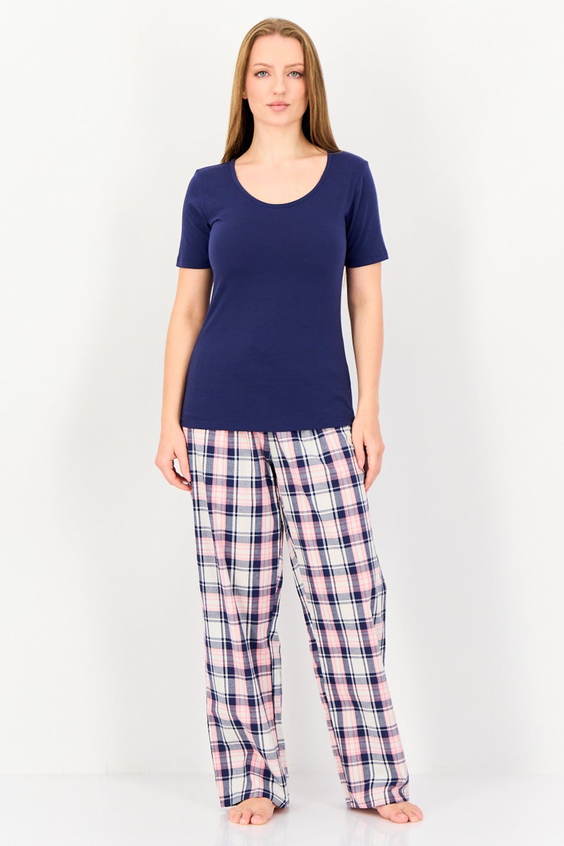 English Laundry Women 2 Pieces Plaid Top With Bottom Sleepwear Set, Multicolor - Image 1