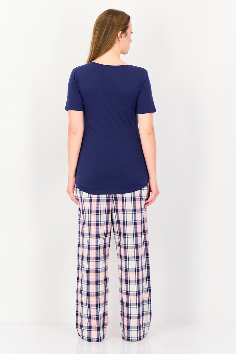 English Laundry Women 2 Pieces Plaid Top With Bottom Sleepwear Set, Multicolor - Image 2