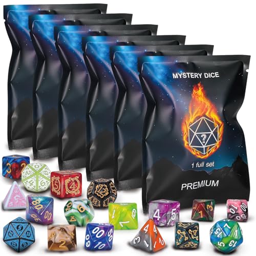 QMAY Polyhedral Dice 48PCS Mystery Dice Set Various Styles Random DND Dice Patterns Dice Bag 6 Mystery Bags DD Gifts for Dungeons and Dragons RPG MTGRole Playing Table Game - Image 1