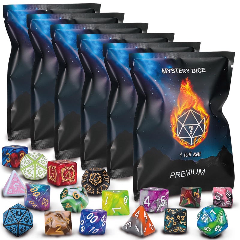 QMAY Polyhedral Dice 48PCS Mystery Dice Set Various Styles Random DND Dice Patterns Dice Bag 6 Mystery Bags DD Gifts for Dungeons and Dragons RPG MTGRole Playing Table Game - Image 2