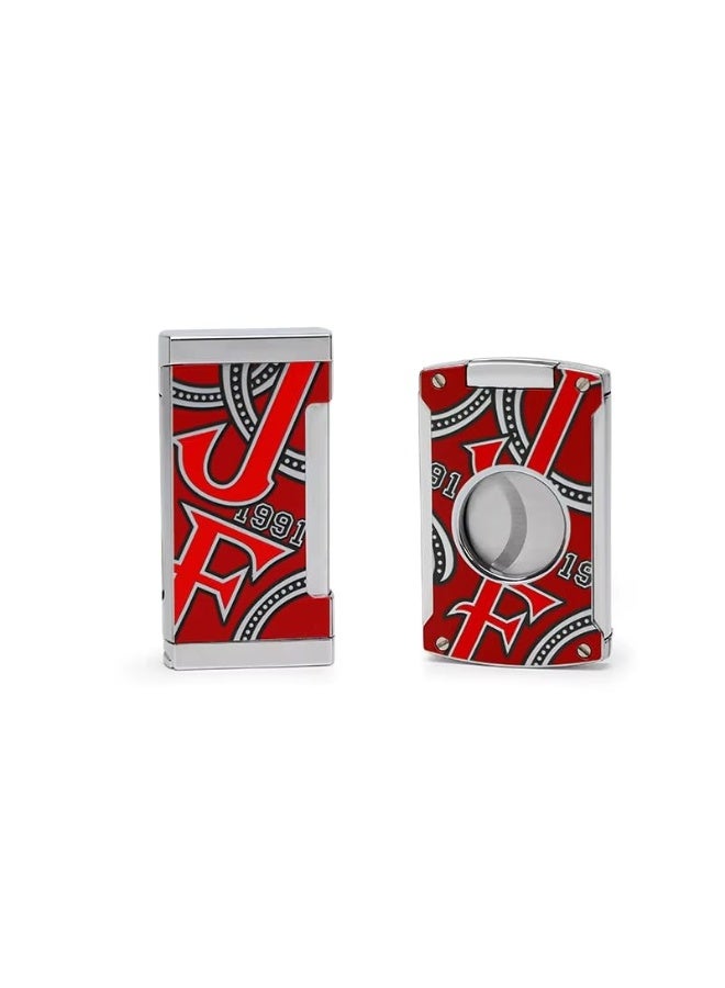 Jifeng Lighter and Cutter Set – Dual Flame, Windproof Metal Cigar Lighter with Punch Tool, Stainless Steel Cutter - Image 1
