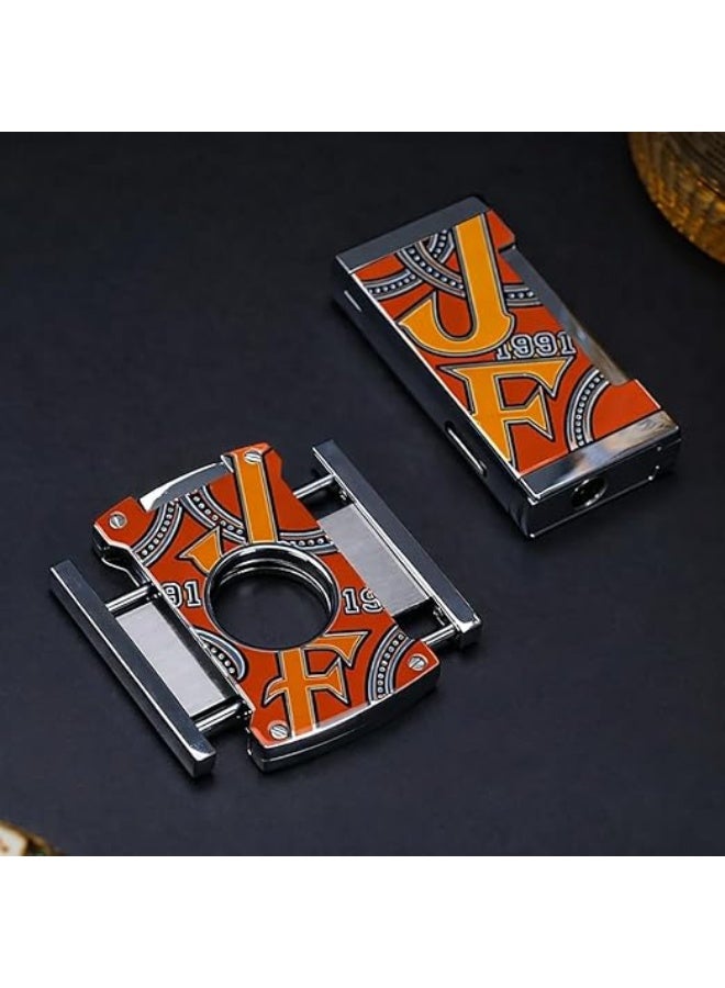 Jifeng Lighter and Cutter Set – Dual Flame, Windproof Metal Cigar Lighter with Punch Tool, Stainless Steel Cutter - Image 3