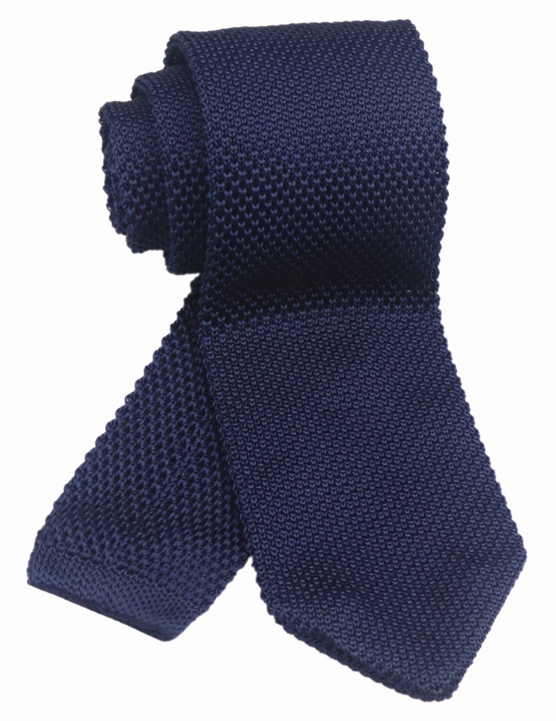 Secdtie Men Woven Silk Midnight Navy Blue Skinny Tie Slim Plain Necktie 010 - Image 3