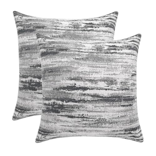 ROMANDECO Jacquard Chenille Striped Decorative Throw Pillow Covers for Couch Set of 2 18x18 Inches Grey - Image 1