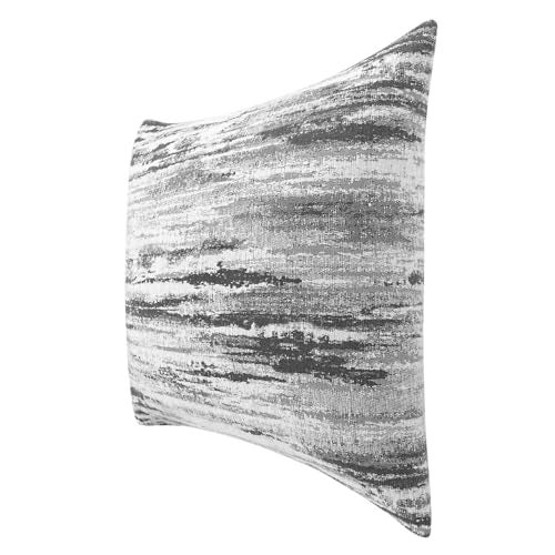 ROMANDECO Jacquard Chenille Striped Decorative Throw Pillow Covers for Couch Set of 2 18x18 Inches Grey - Image 3