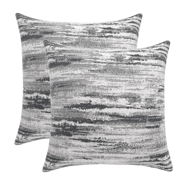 ROMANDECO Jacquard Chenille Striped Decorative Throw Pillow Covers for Couch Set of 2 18x18 Inches Grey - Image 2