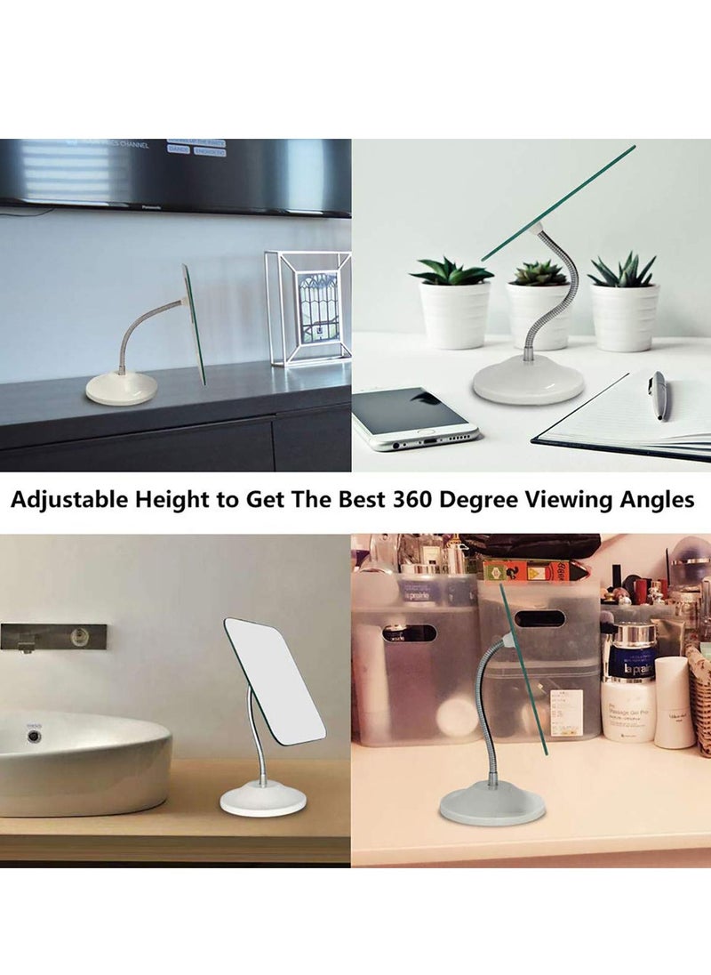 Y&D Flexible Gooseneck Bamboo Vanity Makeup Mirror, 360°Rotation, Frameless Folding Portable Table Desk with Stand Bathroom Shaving Make Up Mirrors Rectangle  - Image 4