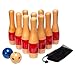 HEY PLAY Bowling Set Indoor and Outdoor Game for Adults and Kids Ages 3 and Up Includes 10 Wood Pins 2 Bowling Balls and Carrying Bag Red - Image 2