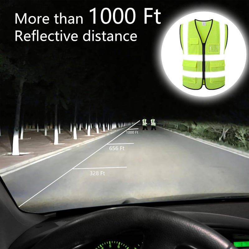 ASIPHITU Reflective Safety Vest for Men Women High Visibility Construction Work Vest with Pockets and zipper front Hi Vis Security Vest with Reflective Strips Meets ANSI/ISEA Standard (AP1-Yellow-XL) - Image 5