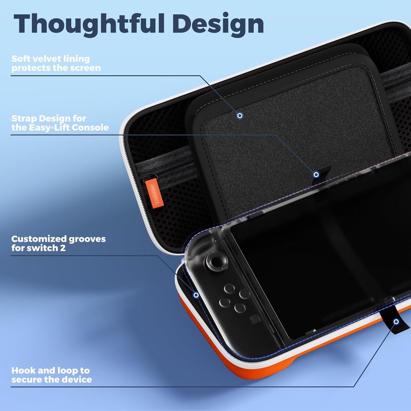 بروكاس حقيبة حمل ProCase لجهاز Nintendo Switch 2 (2025) مع 24 فتحة لبطاقات اللعبة، حقيبة تخزين صلبة محمولة للسفر وجراب واقٍ لجهاز Nintendo Switch 2 (2025) وملحقاته - أحمر - Image 5
