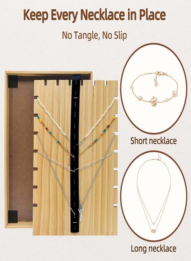 TIPSYTREE 3PCS Necklace Display Stand Set for Vendors, Jewelry Stores & Craft Fairs, Wooden Frame Necklace Holder with Black Velvet Surface, Portable & Stackable Necklace Organizer - Image 4