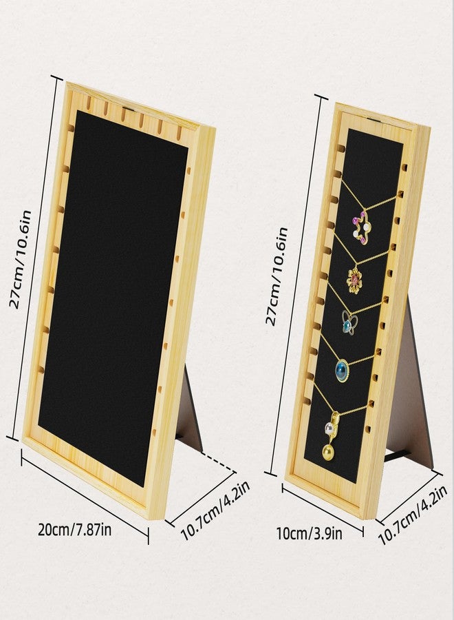TIPSYTREE 3PCS Necklace Display Stand Set for Vendors, Jewelry Stores & Craft Fairs, Wooden Frame Necklace Holder with Black Velvet Surface, Portable & Stackable Necklace Organizer - Image 2