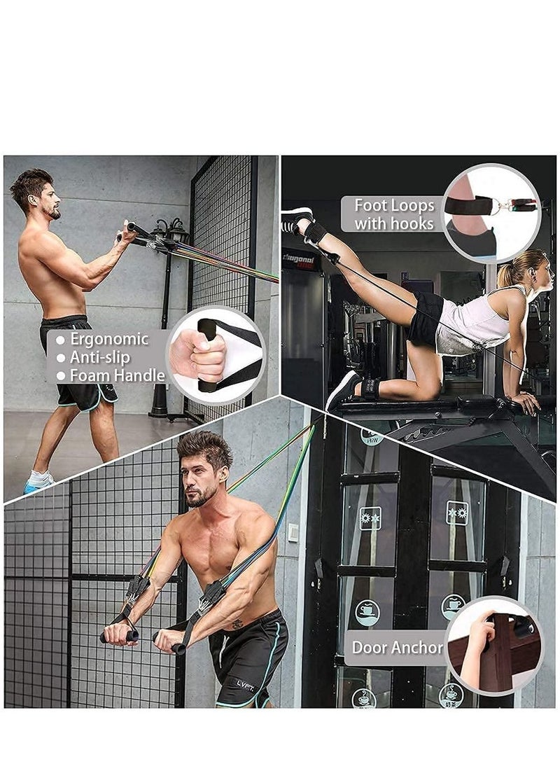 Meetion Resistance Band for Workout Resistance Band Set of 11 Resistance Band for Heavy Workout Resistance Band Foam Handle Door Anchor Pull Ankle Strap - Image 3