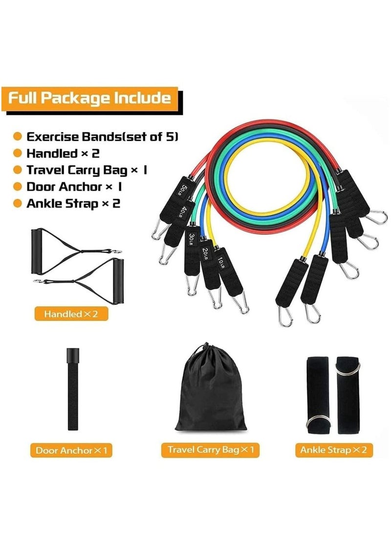 Meetion Resistance Band for Workout Resistance Band Set of 11 Resistance Band for Heavy Workout Resistance Band Foam Handle Door Anchor Pull Ankle Strap - Image 2