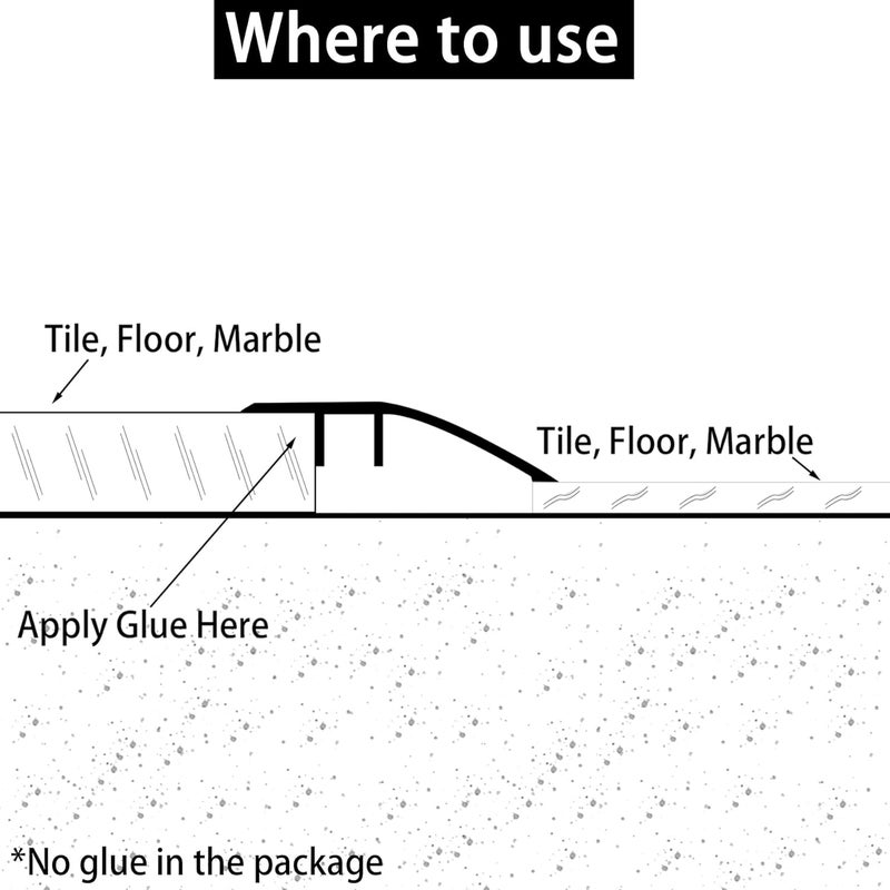 Trimold Aluminum Floor Transition Strip, Suitable for Doorways Threshold Ramp Tile Laminate Planks, Bridge The Height Between 0.2-0.5 Inch (2.9Ft x 1.7In, Matte Black) - Image 5