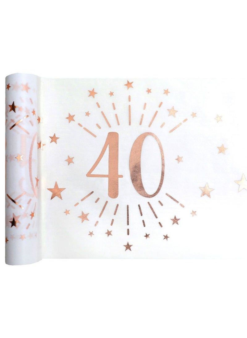 مفرش طاولة أبيض بمناسبة ذكرى عيد الميلاد الأربعين، مقاس 500×30 سم