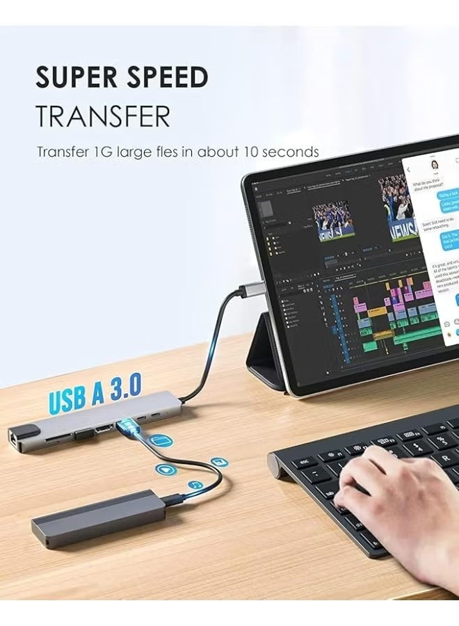 8-in-1 USB-C Multiport Hub with 4K HDMI, 100W Power Delivery, Gigabit Ethernet, USB 3.0, USB 2.0, SD/TF Card Reader for USB-C Devices - Image 4