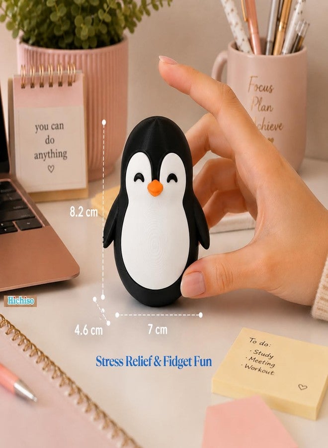 HICHISO Roly Poly Penguin Wobbler | Cute Self-Righting Penguin Desk Toy | Stress Relief Fidget Toy | Mini Penguin Collectible | Office Desk Decor & Gift (Emperor Black, 1 pc) - Image 2