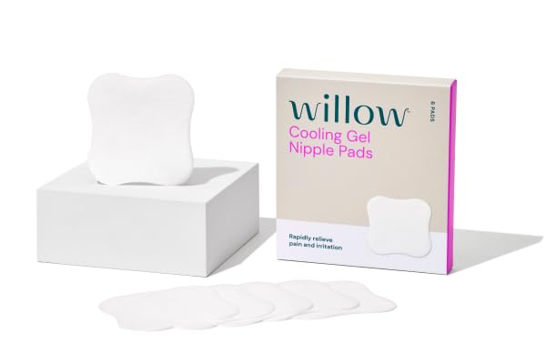 Willow وسادات حلمة الثدي من ويللو جل للتبريد، 6 قطع، وسادات مهدئة لتخفيف آلام الحلمة، قابلة لإعادة الاستخدام لمدة تصل إلى 24 ساعة والاستمتاع بتأثير التبريد الفوري - Image 1