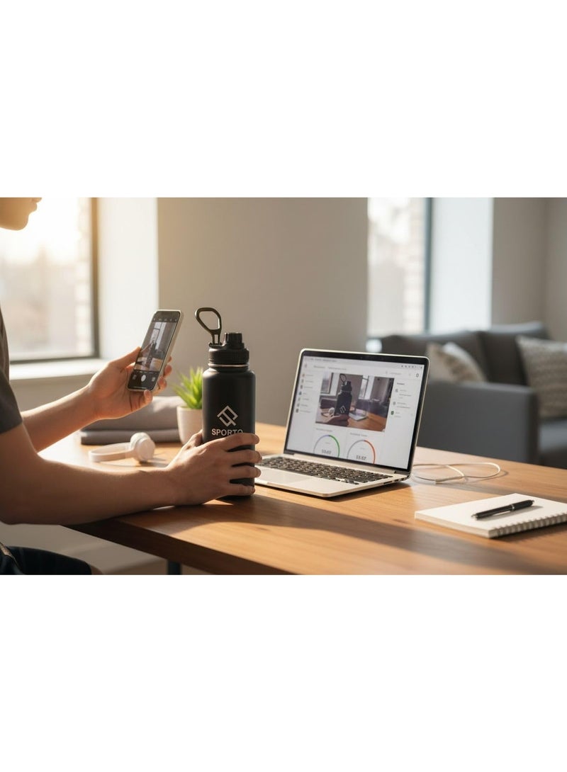 SportQ Thermal Water Bottle 1000ml SUS304 Stainless Steel – 6 Hours Hot & 12 Hours Cold Insulated – Leak Proof with Strong Handle – Suitable for Gym, Trips, School - Image 2