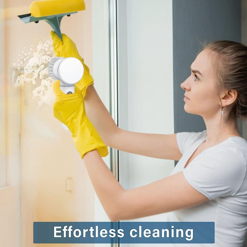 ZUPTIX Multi-Functional Electric Cleaning Brush 5 in 1 Magic Power Scrubber Household Cleaning Tools Spin Scrubber with Buffer Polisher, for Bathroom, Shower, Tub, Kitchen Floor Electric Spin Scrubber - Image 4