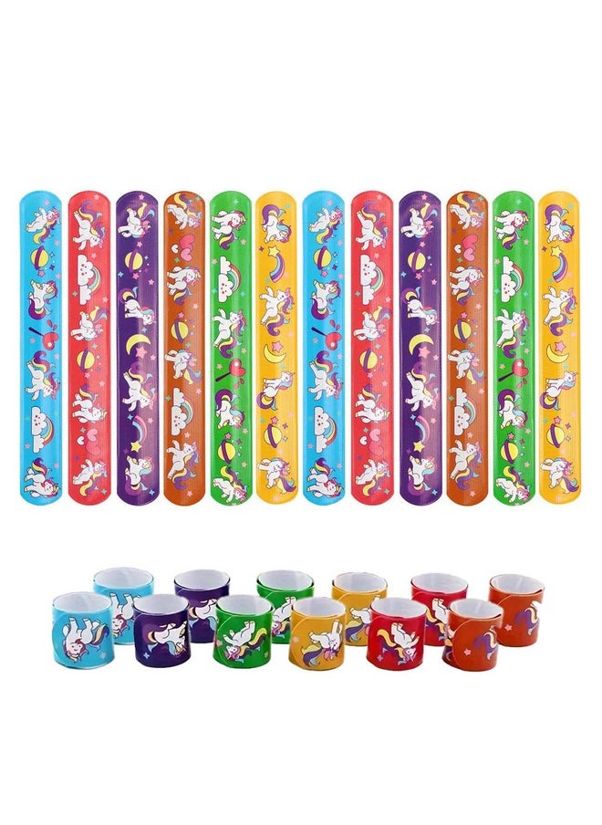Party Propz Party Propz Unicorn Return Gifts for Kids - 12 Pcs Unicorn Slap Bracelet for Kids | Best Birthday Return Gifts for Kids | Wrist Band for Kids | Slap Bands for Kids Return Gift | Scale Band for Kids  - Image 1