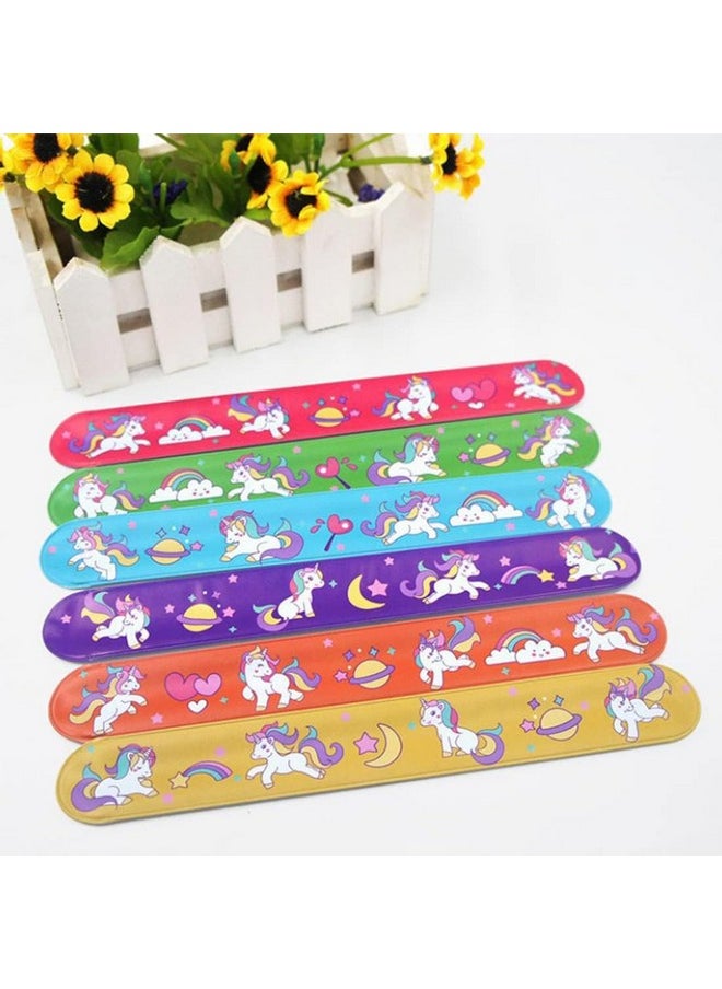 Party Propz Party Propz Unicorn Return Gifts for Kids - 12 Pcs Unicorn Slap Bracelet for Kids | Best Birthday Return Gifts for Kids | Wrist Band for Kids | Slap Bands for Kids Return Gift | Scale Band for Kids  - Image 5