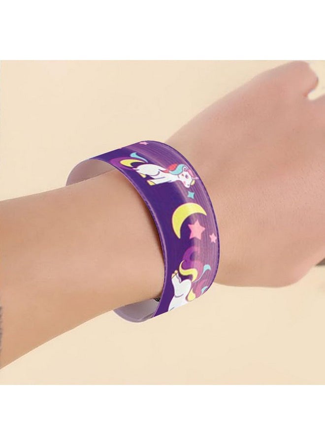 Party Propz Party Propz Unicorn Return Gifts for Kids - 12 Pcs Unicorn Slap Bracelet for Kids | Best Birthday Return Gifts for Kids | Wrist Band for Kids | Slap Bands for Kids Return Gift | Scale Band for Kids  - Image 4