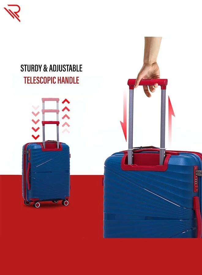 ريفلكشين REFLECTION Travel Luggage, Carry on Suitcase, Classy Hard Shell Curvy Line Series, 28 Inch TSA Lock, Navy Blue
