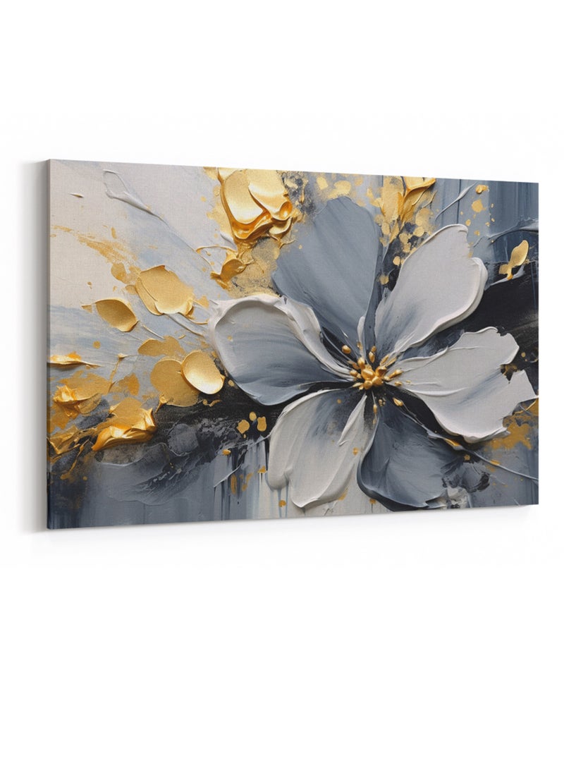 LOWHA - Canvas Wall Art Stretched Over Wooden Frame with Flower Abstract Painting - Image 1