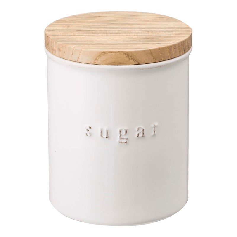 YAMAZAKI Home Tosca Ceramic Canister Dry Food Kitchen Storage Container Organizer Sugar 1525 Oz 450 Ml