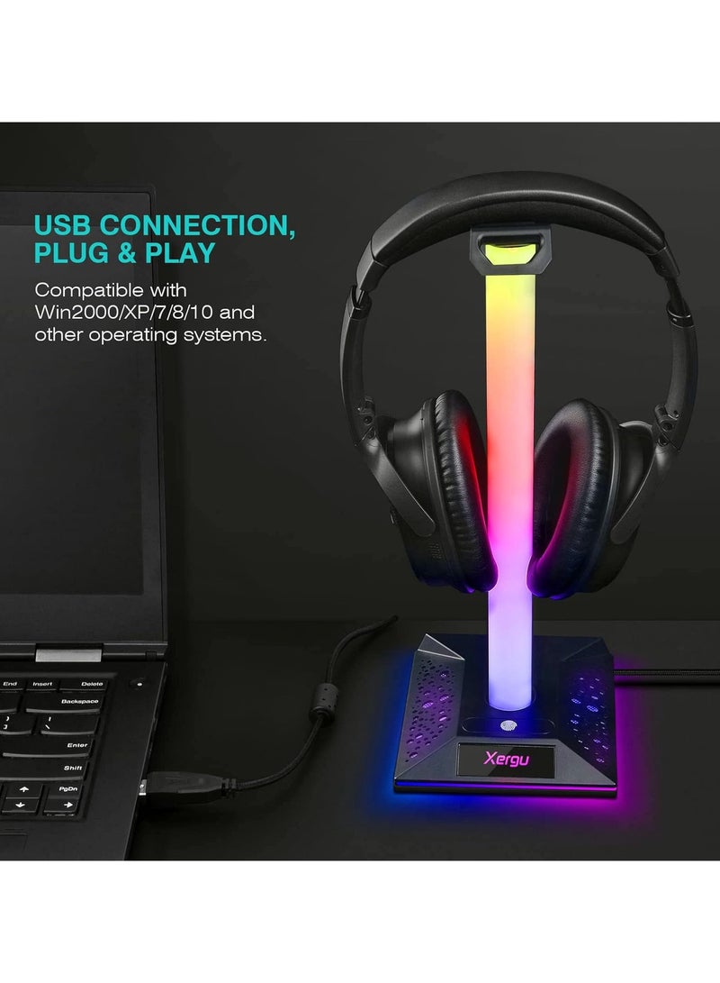 general RGB Gaming Headset Stand with 3.5mm AUX and 2 USB Ports Stylish Gaming Headset Stand The Ideal Desktop Accessory for Your Headset - Image 2